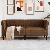 Gossi canapea chesterfield cu 2 locuri, maro, material textil