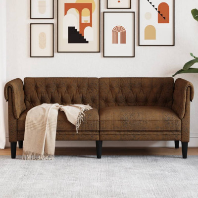 Gossi canapea chesterfield cu 2 locuri, maro, material textil foto