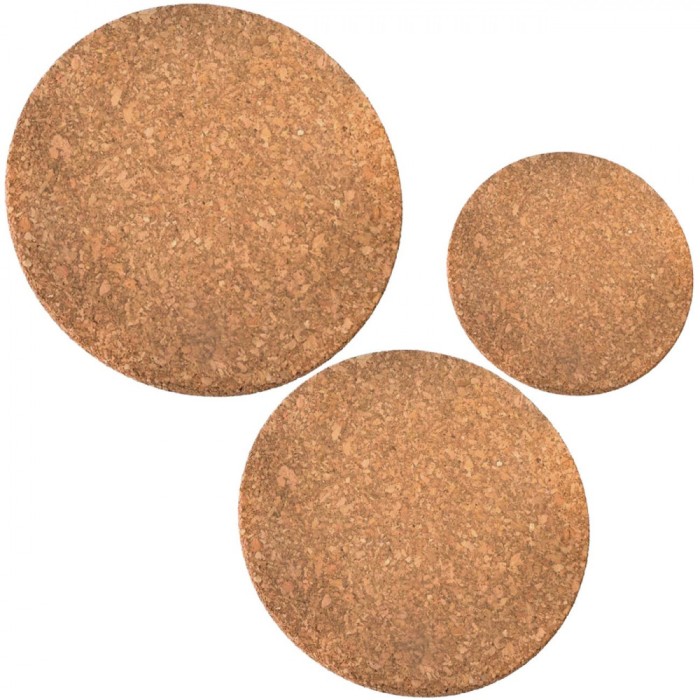 Set Suporturi Vase, Plută, 3 Bucăți, Dimensiuni 12cm, 14.5cm, 19cm, Maro