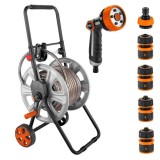 Cumpara ieftin Carucior cu furtun gradina, antirasucire, + pistol de stropit, accesorii, 1/2&quot;, 50 m, NEO