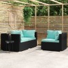 VidaXL Set mobilier de grădină cu perne, 3 piese, negru, poliratan 317538