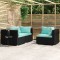 vidaXL Set mobilier de grădină cu perne, 3 piese, negru, poliratan 317538