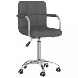 VidaXL Scaun de bucătărie pivotant, gri &icirc;nchis, material textil