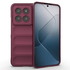 Husa pentru xiaomi 14 pro, antisoc, margini cu striatii, design minimalist, bordeaux foto