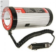 Invertor de tensiune auto Carpoint 12V-230V 150W 50-60Hz model rotund cu protectie supra-sarcina baterie descarcata supravoltaj scurt-circuit temperat foto