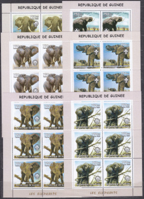 DB1 Fauna Guineea Guinea Elefanti Africani 6 MS MNH foto