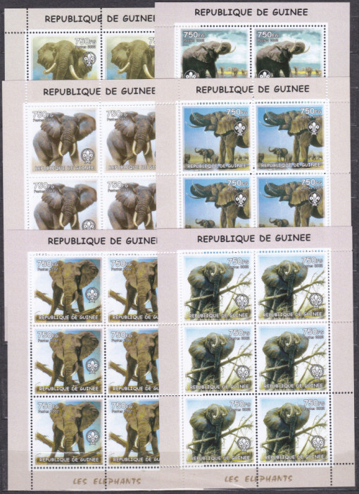 DB1 Fauna Guineea Guinea Elefanti Africani 6 MS MNH