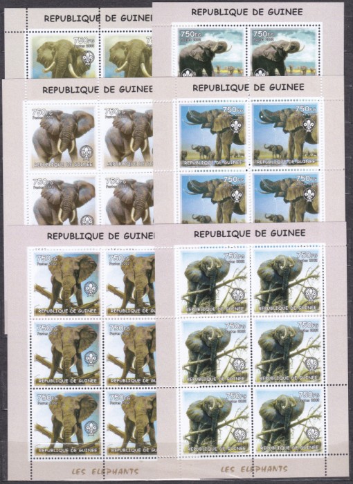 DB1 Fauna Guineea Guinea Elefanti Africani 6 MS MNH