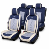 Cumpara ieftin Huse auto premium 5 locuri Carguard Deluxe, albastru-alb, universale