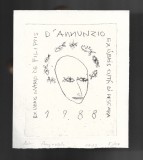 Dan Perjovschi - Gravura Ex libris Mario de Filippis, 5/10, semnat, 1988