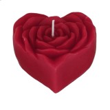 Lumanare in forma de inima cu design trandafir rosu, 8 x 8 x 3 cm