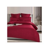 Cumpara ieftin Lenjerie de pat dublu Bumbac Finet cu Carouri 6 Piese cu Elastic, Bordo - SIPRT4-15