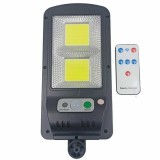 Lampa Solara 100W, 2 COB, Senzor Miscare &amp; Lumina, Telecomanda, Panou Solar, IP64, Exterior, Gradina