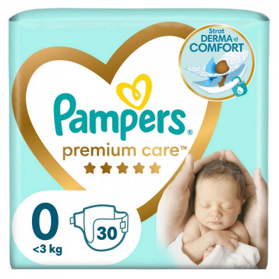 Scutece Premium Care Newborn, Pampers, Marime 0, 2.5 kg, 30 buc foto