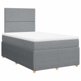 Cumpara ieftin Pat continental cu saltea, gri deschis, 120x200 cm, textil