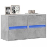 VidaXL Comode TV de perete cu lumini LED 2 buc. gri beton 41x31x45 cm