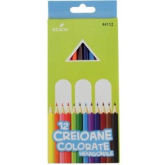 Set 12 Creioane Color ECADA Mari, Corp din Lemn Hexagonal, 12 Culori Diferite, Set Creioane Colorate, Creioane Colorate, Creioane pentru Desen, Creioa foto