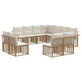 vidaXL Set de canapele de exterior cu pernă 11 pcs Alb Natural și Crem 3437712