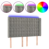 Cumpara ieftin Tablie de pat cu LED, gri deschis, 147x16x118/128 cm, catifea