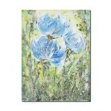 Tablou pictat manual hol, living, dormitor, Flori albastre, 40x30cm acril pe panza in cutit efect 3D, gata de agatat pe perete