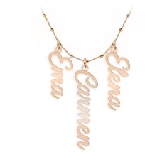 Olelo - Colier bile argint 925 placat cu aur roz personalizat cu nume