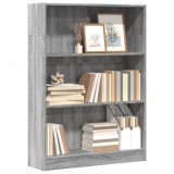 Biblioteca Gossi gri sonoma, 80x24x109 cm, lemn prelucrat. Rafturi depozitare living, birou. Design modern, usor de curatat