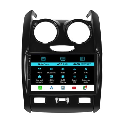 Navigatie Dedicata Dacia Duster (2010-2020), 9Inch, 4Gb Ram, 64Gb Stocare, Carplay foto