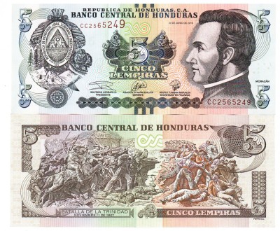 Honduras 5 Lempiras 2019 P-98d UNC foto