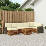 vidaXL Set de canapele de exterior cu pernă 8 pcs Natural și Crem 3384666