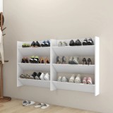 VidaXL Pantofare de perete, 2 buc., alb, 80x18x90 cm, PAL