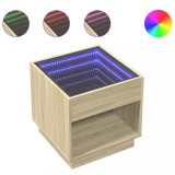 Cumpara ieftin Masuta de cafea cu LED infinity, stejar sonoma, 50x50x50 cm