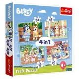 Puzzle 4 in 1 Bluey, 4 Seturi cu 35, 48, 54 si 70 de Piese, Multicolor, CMCLASS