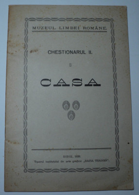 Muzeul limbii romane, Chestionarul II, Casa, Sextil Puscariu, Sibiu , 1926 foto