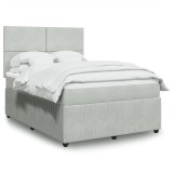 VidaXL Pat box spring cu saltea, gri deschis, 140x200 cm, catifea 3294652