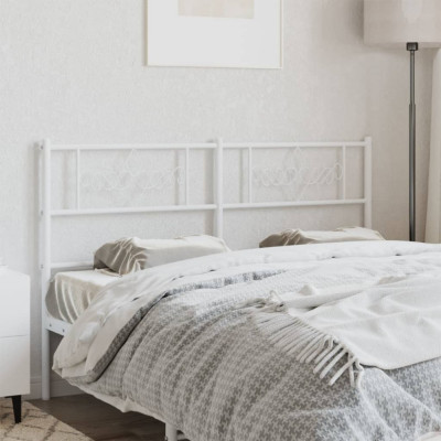 vidaXL Tăblie de pat metalică, alb, 135 cm foto