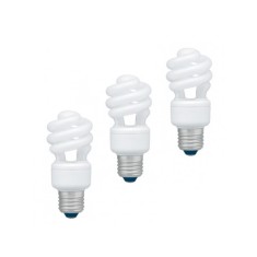 SET 3 becuri fluorescent Panasonic, soclu E27, putere 11W, forma spirala, lumina alb calda, alimentare 220 - 240 V, "EFD11E27HD3E-3" (timbru verde 1.3
