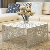 vidaXL Măsuță de cafea cu design geometric, argintiu, aluminiu