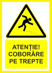 Placuta atentie coborare pe trepte foto
