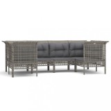 Cumpara ieftin Set mobilier de gradina cu perne, 6 piese, gri, poliratan