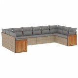 Cumpara ieftin Set canapele de gradina cu perne, 10 piese, bej, poliratan