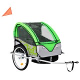 Cumpara ieftin Remorca de bicicleta &amp; Carucior copii 2-in-1, verde si gri