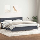 vidaXL Pat box spring cu saltea, gri &icirc;nchis, 180x220 cm, catifea 3316270