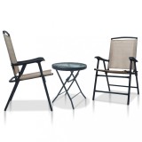 Set mobilier tip bistro, gri taupe, 3 piese, otel GartenMobel Dekor, vidaXL