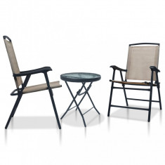 Set mobilier tip bistro, gri taupe, 3 piese, otel GartenMobel Dekor