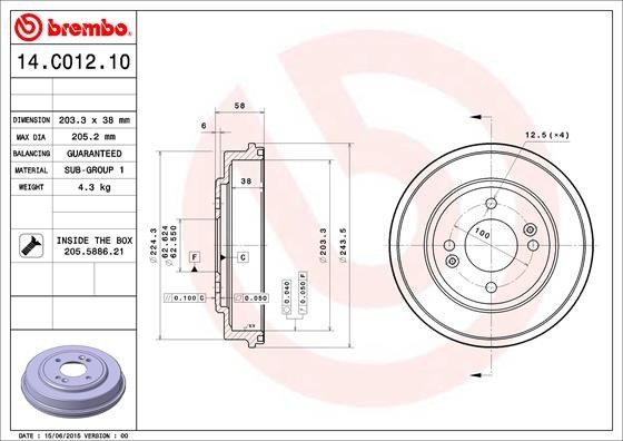 BREMBO 14.C012.10 ESSENTIAL LINE Tambur frana
