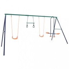 vidaXL Set de leagăne cu inele de gimnastică și 4 locuri, oțel