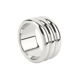 Inel pentru penis MR. STEEL Elegant Deep C-Ring, cu striații, din oțel inoxidabil, diametru 4.5 cm (mic), argintiu