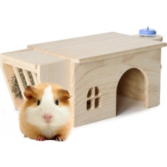 Casa Navaris pentru hamsteri 3 in 1 cu suport fan si sticla de apa, Maro deschis, NAV000025YU001C