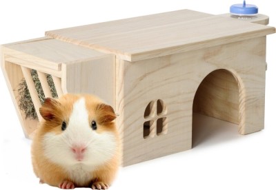 Casa Navaris pentru hamsteri 3 in 1 cu suport fan si sticla de apa, Maro deschis, NAV000025YU001C foto