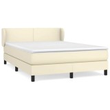 Cumpara ieftin Pat box spring cu saltea, crem, 140x200 cm, piele ecologica